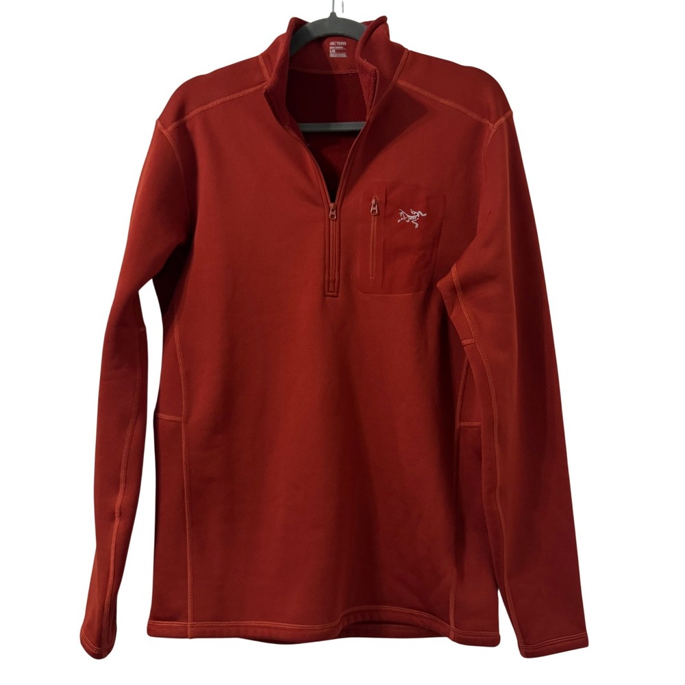 Arcteryx Fleece Quarter Zip Pullover Men L Rust Red Lightweight Outdoor Gorpcore